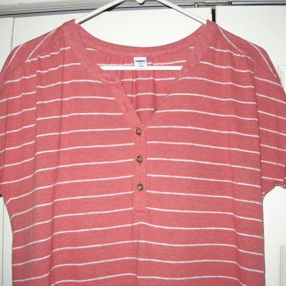 Old Navy Stripped Button Neck Shirt Womens Size M - Picture 2 of 4